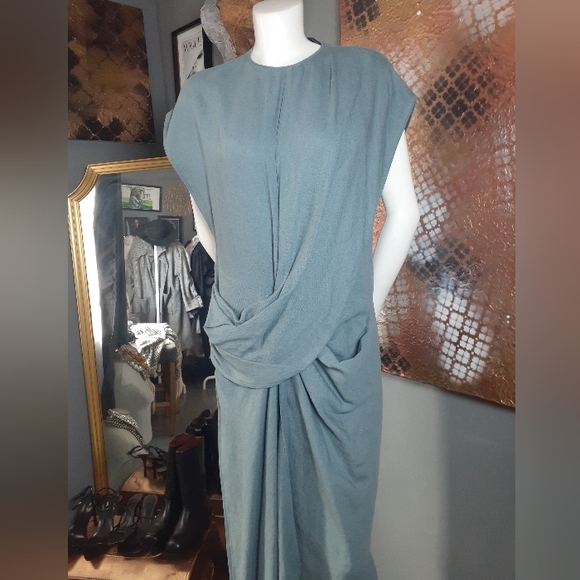 Nwt Zara Limited Edition Linen Blend  Draped Maxi Dress - Picture 9 of 16